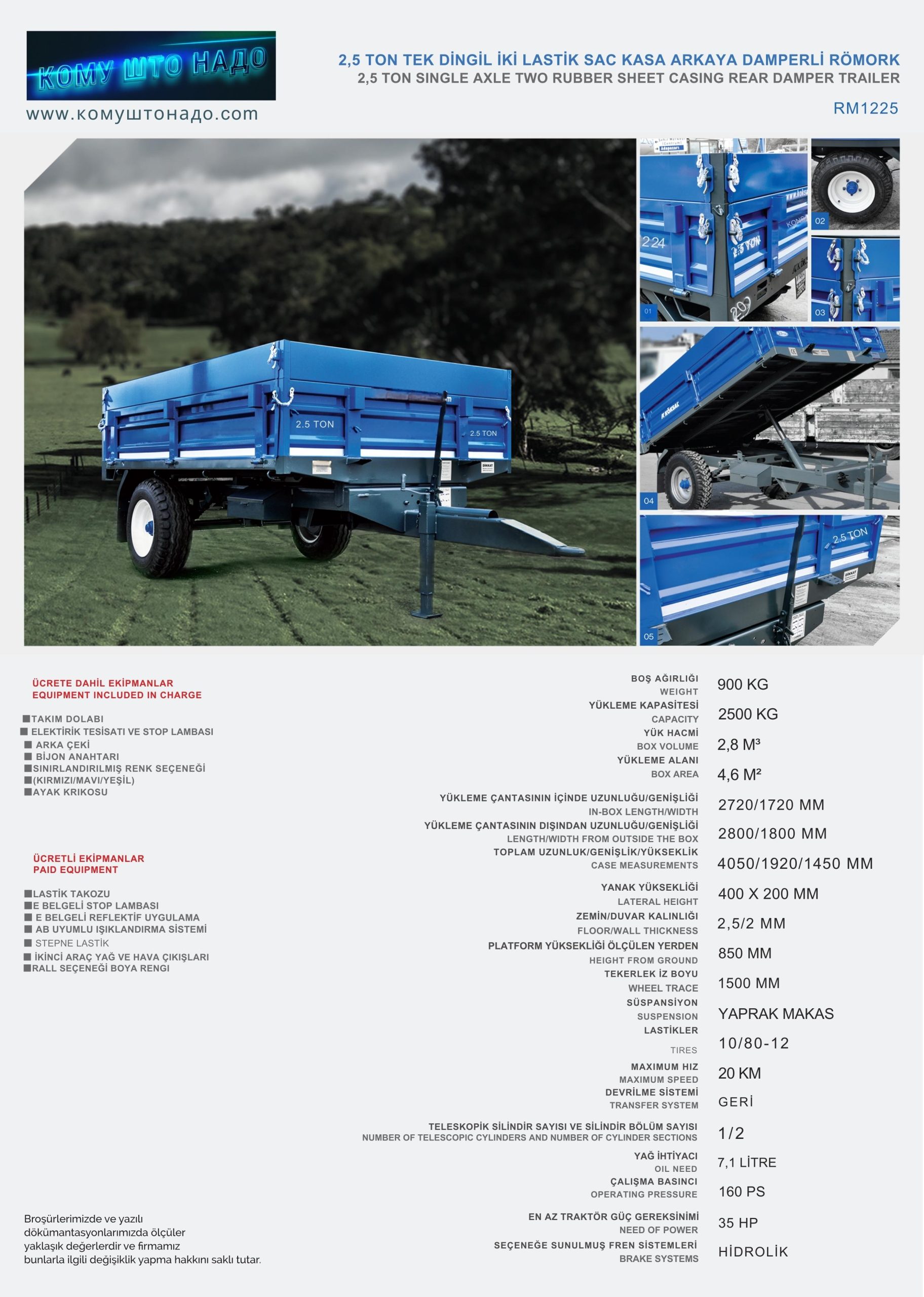 Damperli Römork 2,5 Ton