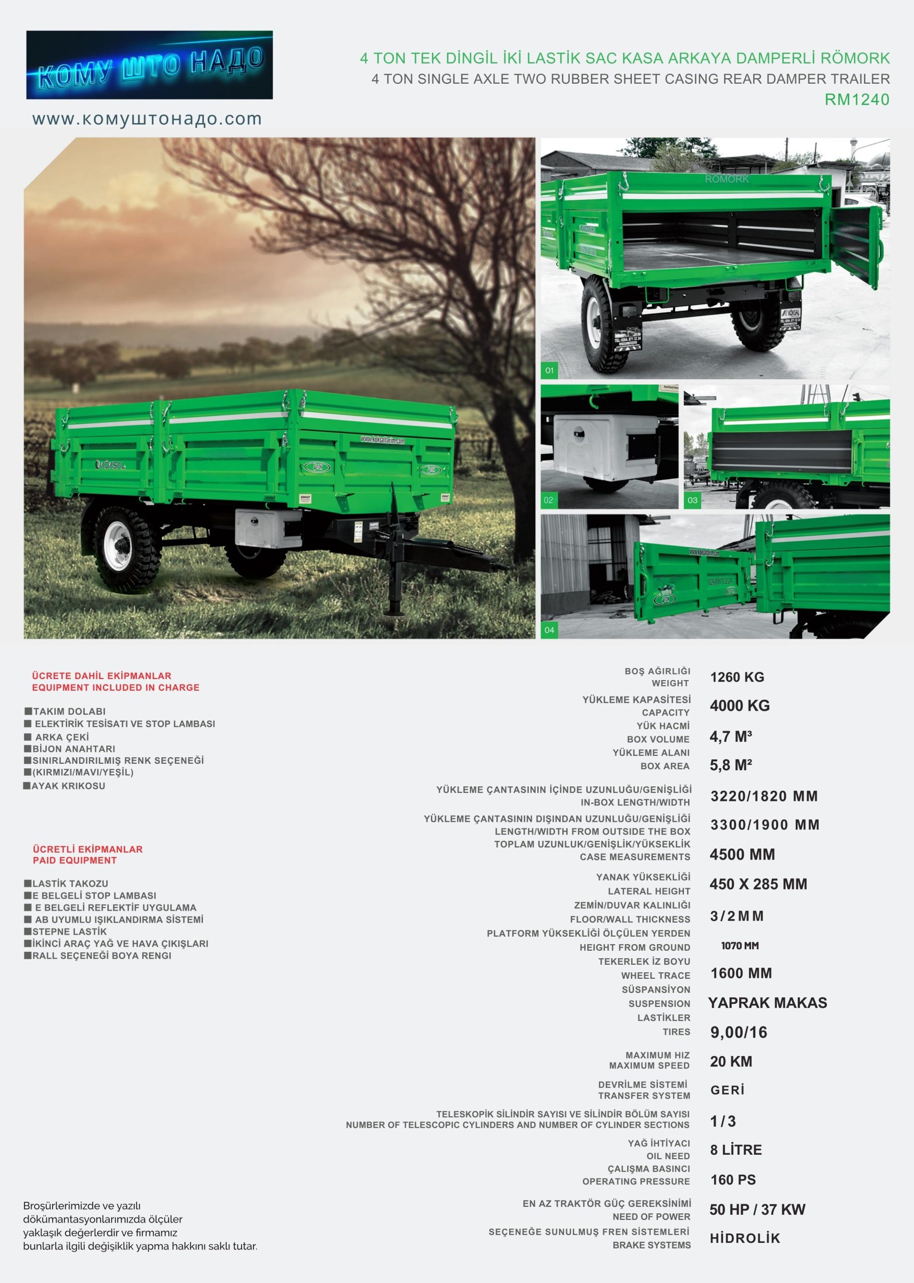 Damperli Römork 4 Ton